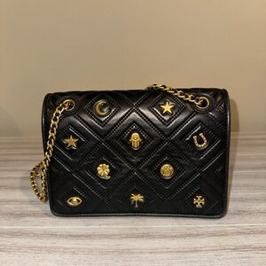 Tory Burch Black Leather Fleming Charm Shoulder Bag
